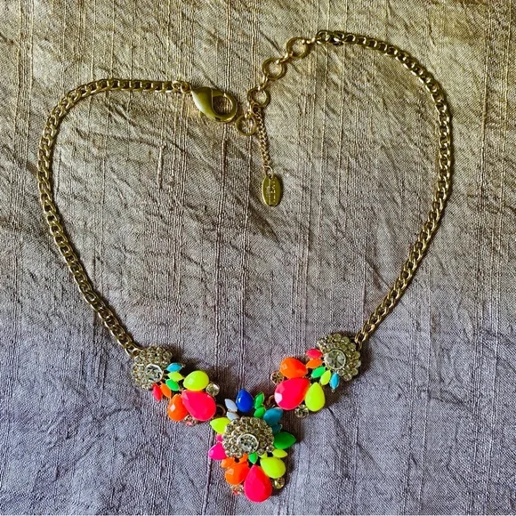 Signed AMRITA SINGH Neon Acrylic Necklace. Pink Green Orange Blue+Crystals, Rare - Picture 9 of 9
